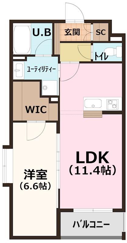 HEART相生(1LDK/1階)の間取り写真