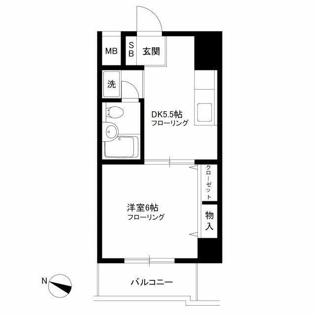 コーポ駒沢Pー1(1DK/4階)の間取り写真