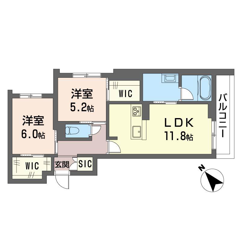 ベルヴェデーレ(2LDK/2階)の間取り写真