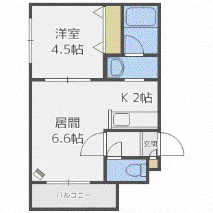メゾンドグランピエール(1LDK/2階)の間取り写真