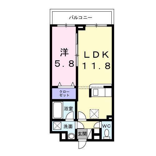 エフ・アクアレル(1LDK/2階)の間取り写真