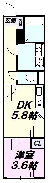 カインドネス狭山ヶ丘(1DK/1階)の間取り写真