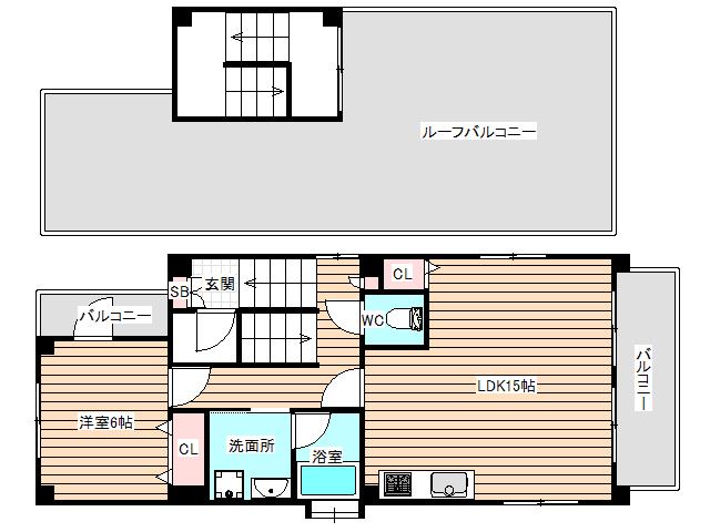 福島ウネビハイツ(1LDK/5階)の間取り写真