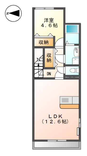 ラルーチェ倉敷(1LDK/2階)の間取り写真