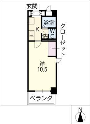 ドミール伝馬(1K/5階)の間取り写真