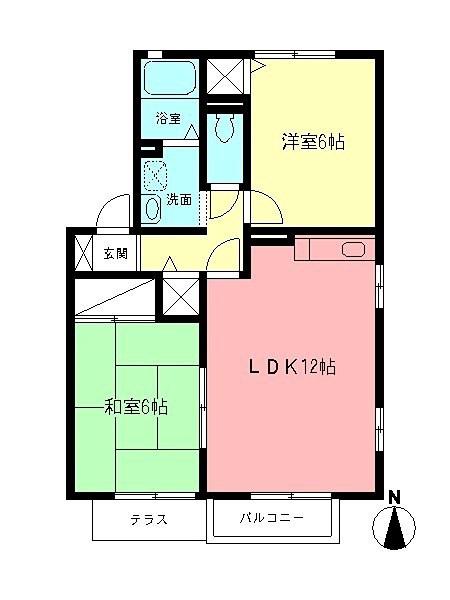 サニーフローラB(2LDK/1階)の間取り写真