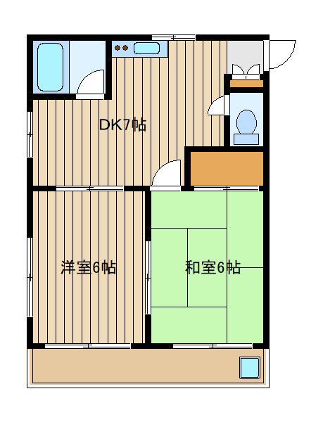メゾンリリー(2DK/2階)の間取り写真