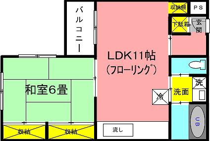 グランフォルム森(1LDK/3階)の間取り写真