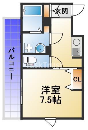 ラシーヌ玉造(1K/2階)の間取り写真