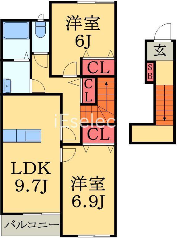 RAINBOW STAY(2LDK/2階)の間取り写真