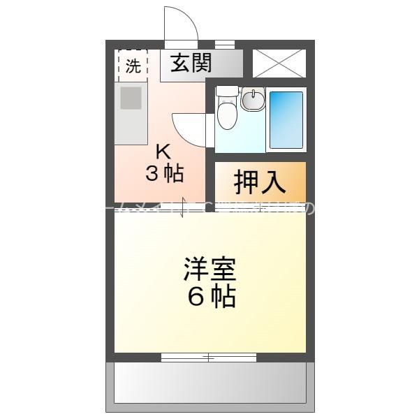 サンシャイン東橋良(1K/4階)の間取り写真