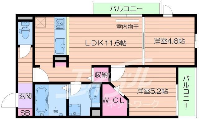 セジュール関目(2LDK/1階)の間取り写真