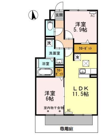 ブランシェ(2LDK/1階)の間取り写真