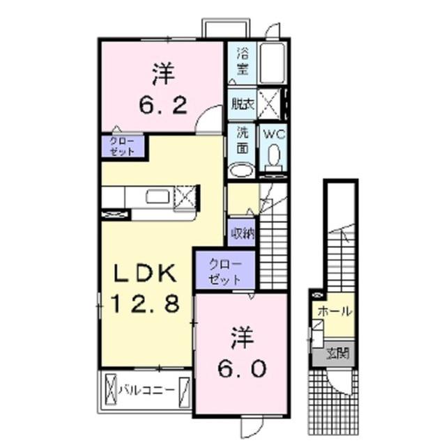 フリーデA(2LDK/2階)の間取り写真