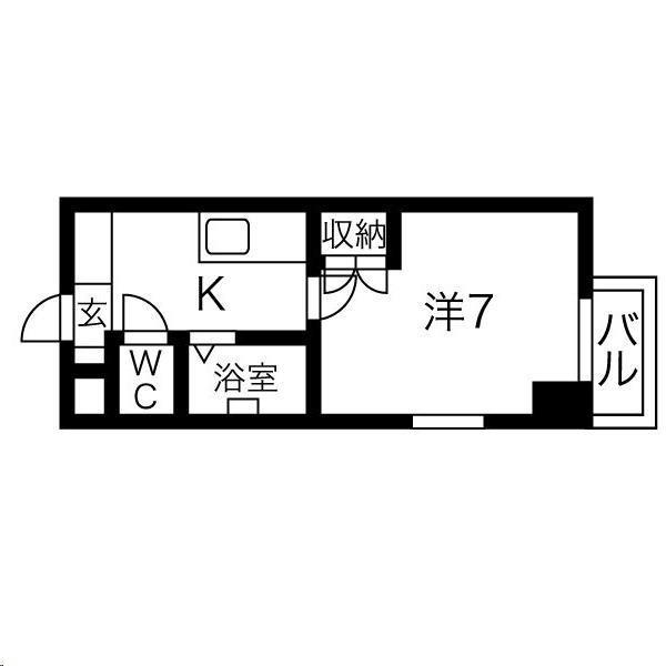 アイショウプラザ旭ヶ丘V(1K/5階)の間取り写真