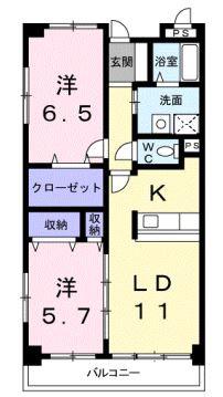 レンドール(2LDK/2階)の間取り写真
