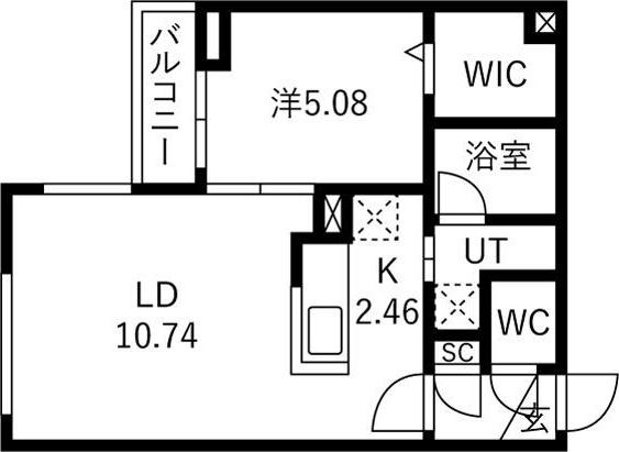 カレラ水車町(1LDK/2階)の間取り写真