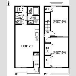 メゾンハイビスカスB(2LDK/1階)の間取り写真