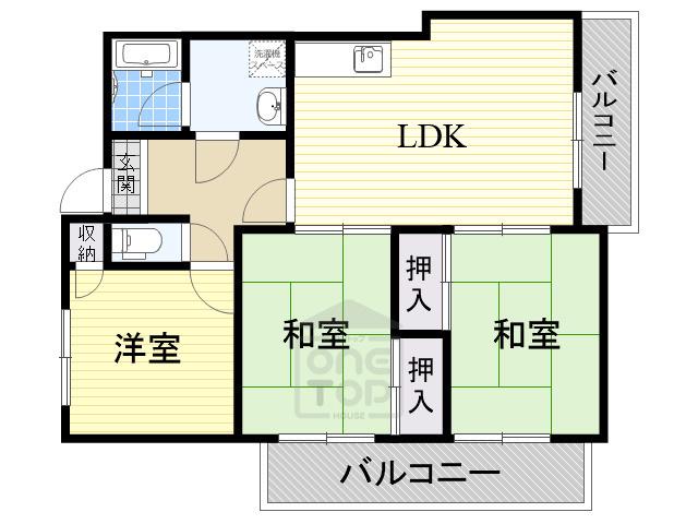 柿の木マンション(3LDK/2階)の間取り写真
