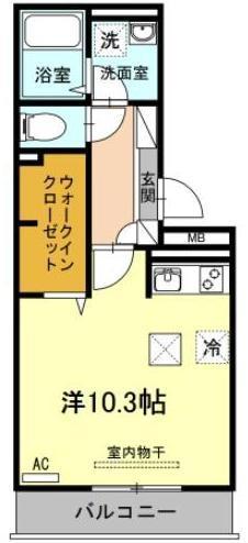 ウエストヴィレッジII(ワンルーム/1階)の間取り写真