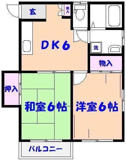 ジュネス・ハンク(2DK/1階)の間取り写真