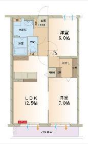 アレリア・レクレール(2LDK/2階)の間取り写真
