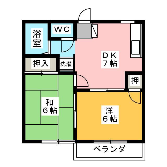 パークハイム並木(2DK/2階)の間取り写真