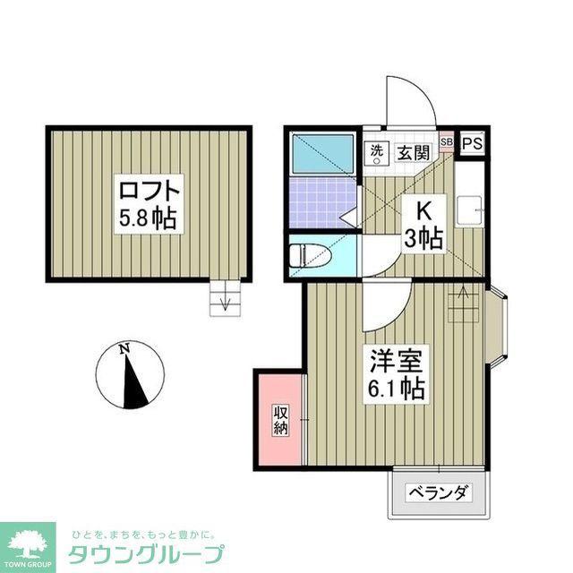 ラ・セゾン高崎(1K/2階)の間取り写真