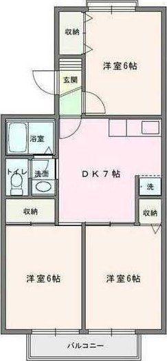 メゾン駒木A(3DK/2階)の間取り写真
