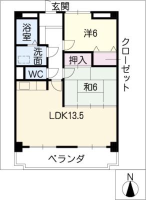 SUNMALL茂(2LDK/2階)の間取り写真
