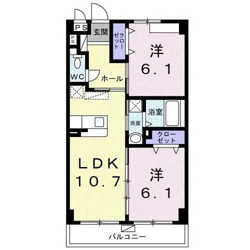グラース尚(2LDK/3階)の間取り写真