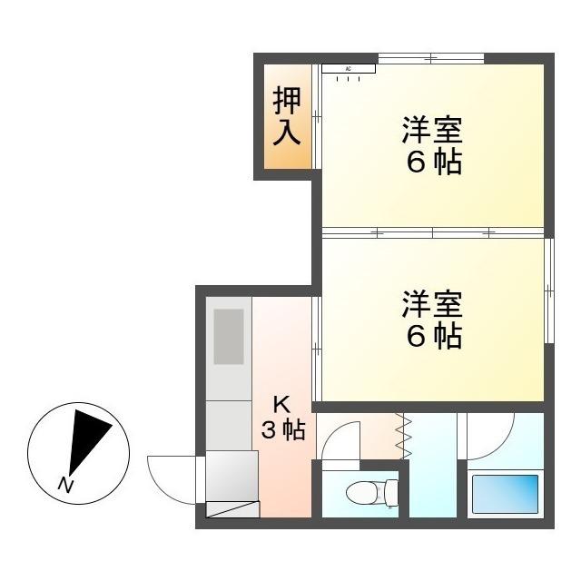 CASA潮津(2K/2階)の間取り写真