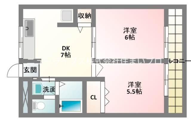 プライム下島(2DK/2階)の間取り写真
