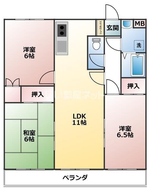 アネックス立川(3LDK/3階)の間取り写真