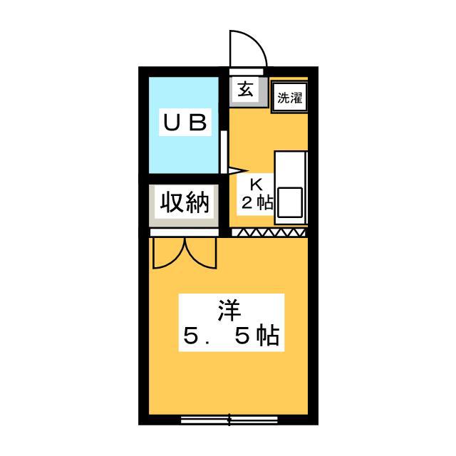 グリーングレイズU(1K/1階)の間取り写真