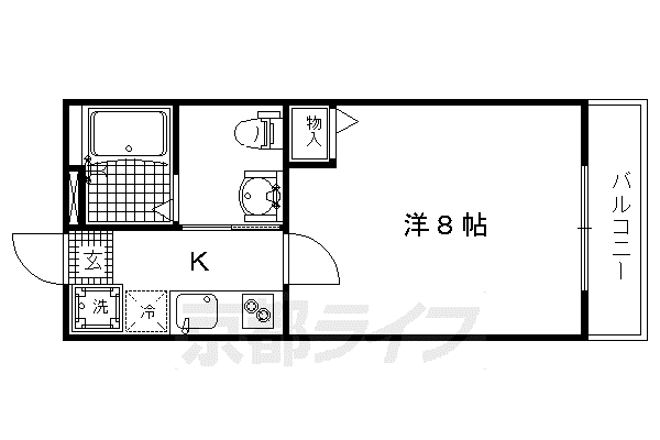 フラッティ吉野町B(1K/2階)の間取り写真