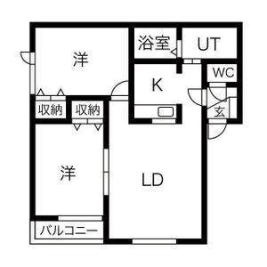 ハイセレール2号館(2LDK/2階)の間取り写真