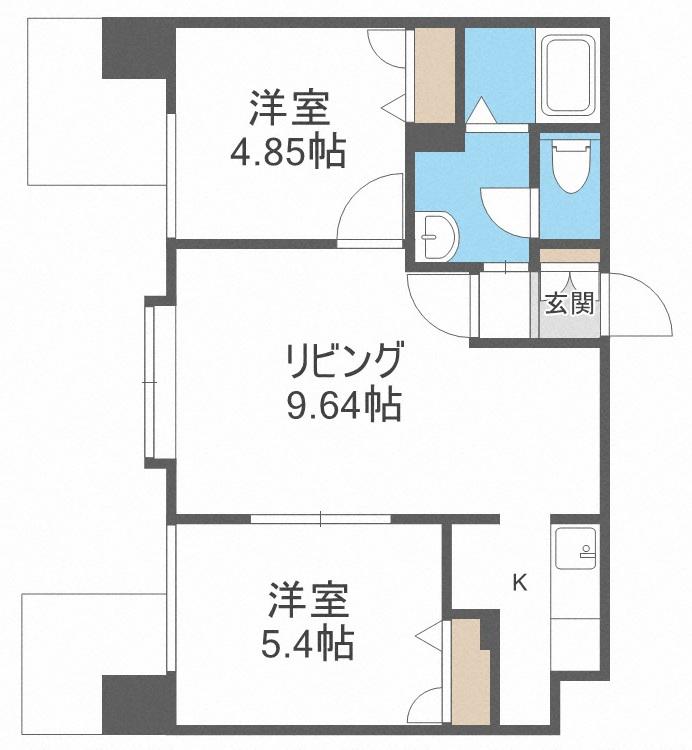 ライラックヒルズ厚別(2LDK/7階)の間取り写真