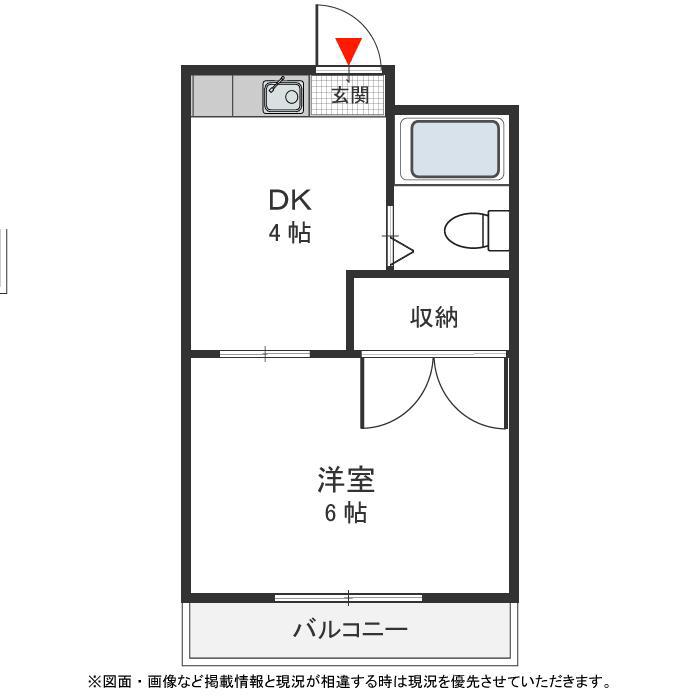 ヒルズ池下B(1DK/1階)の間取り写真