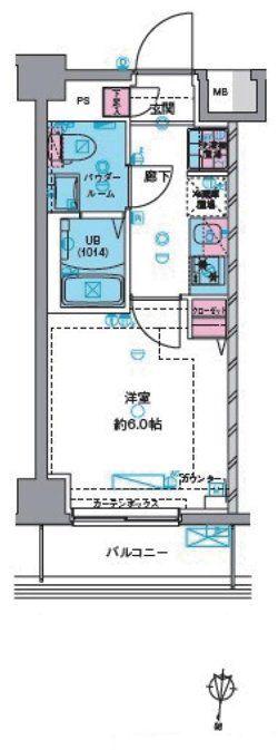 GENOVIAお花茶屋IISKYGARDEN(1K/4階)の間取り写真