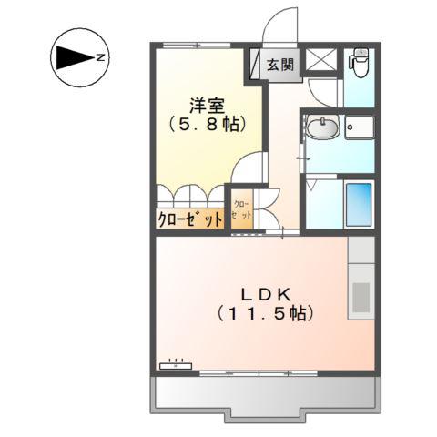 レーベンヒル(1LDK/1階)の間取り写真