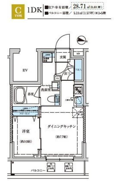 WEAVE BASE -OJI KAMIYA 王子神谷(1LDK/5階)の間取り写真