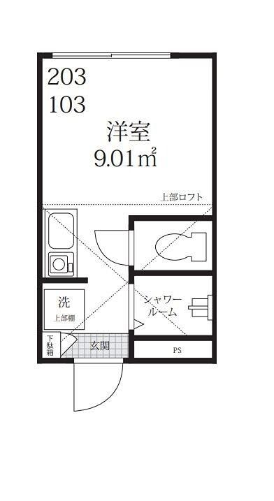 JOYOUS LIFE北沢(ワンルーム/1階)の間取り写真