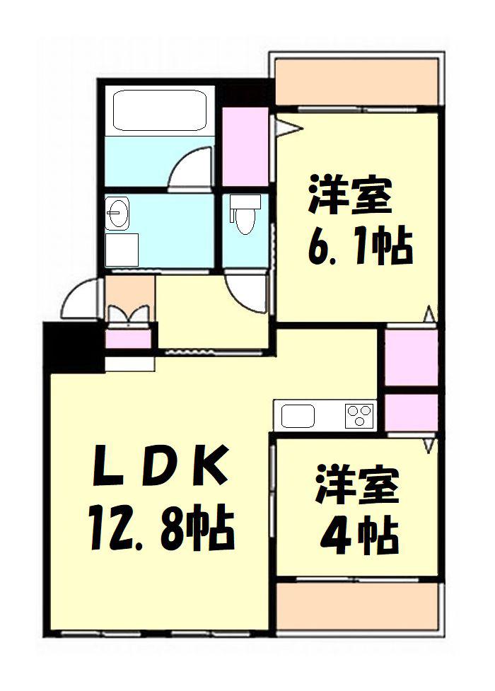 アールレジア空港東(2LDK/2階)の間取り写真