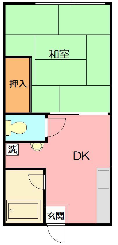 ドエルK(1DK/1階)の間取り写真