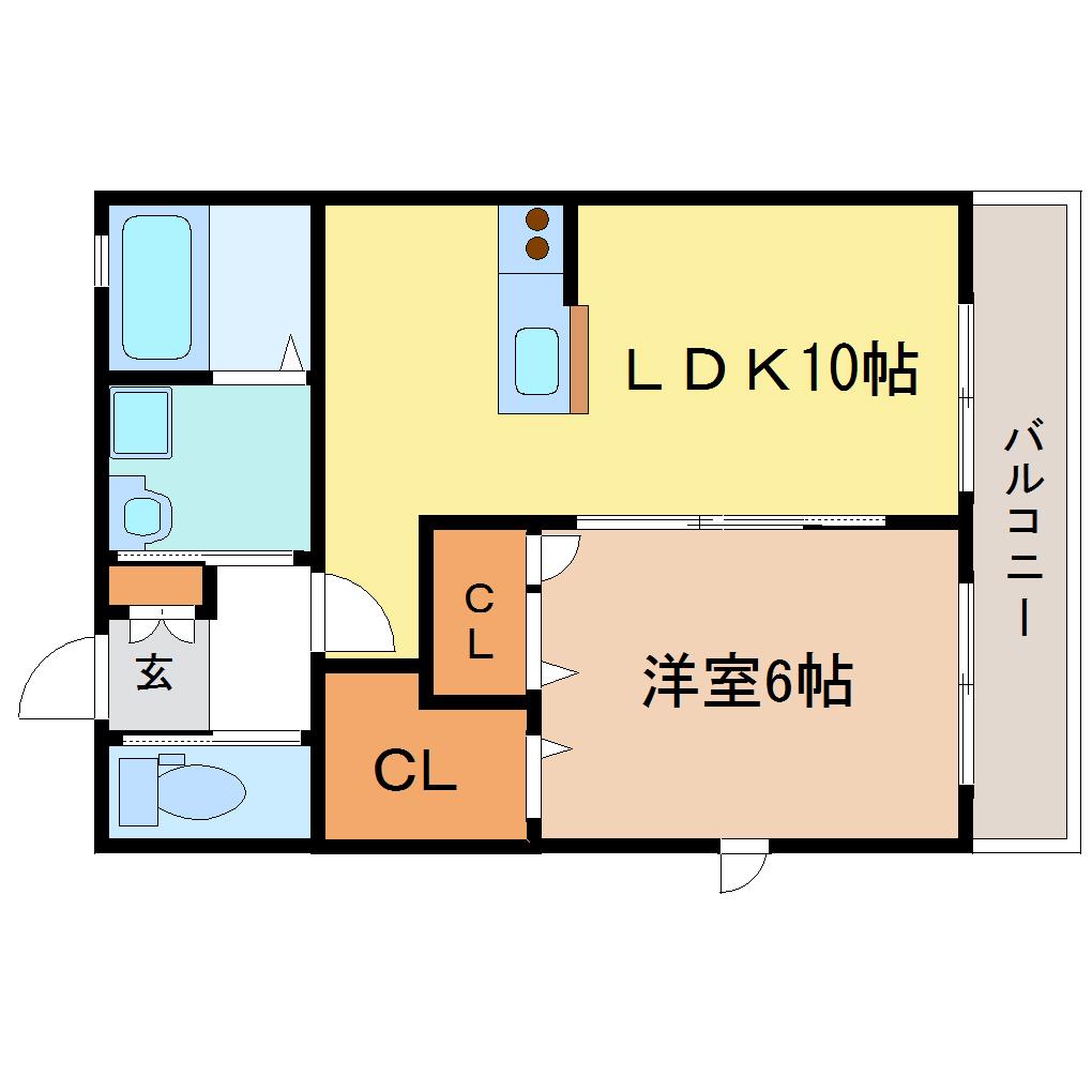 HEART HILLS桜ヶ丘(1LDK/1階)の間取り写真