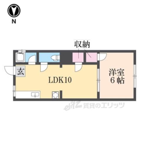エトワール五條(1LDK/1階)の間取り写真
