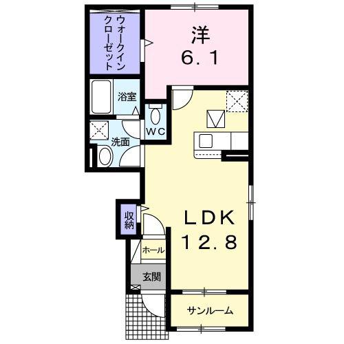 モン スゥリール(1LDK/1階)の間取り写真