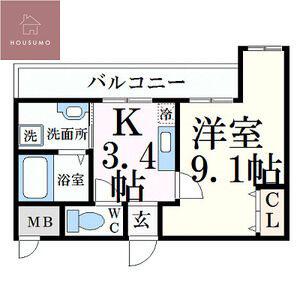 GROOVE平野(1K/2階)の間取り写真