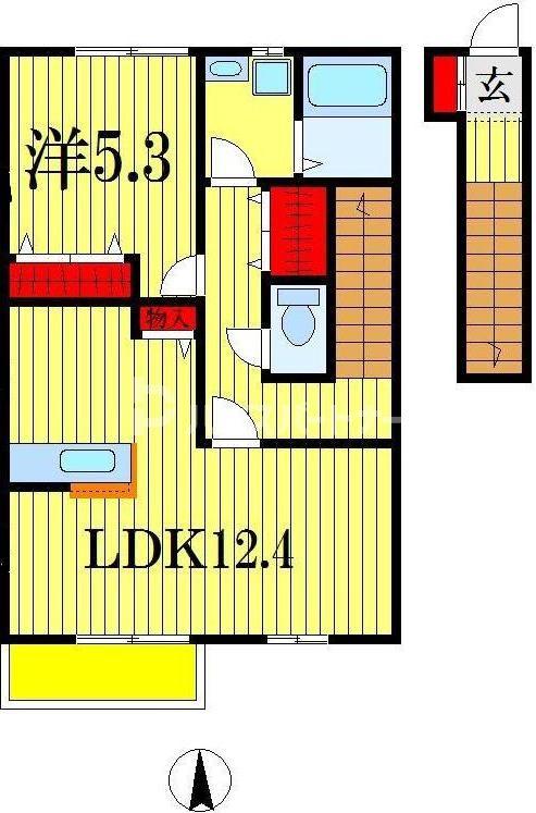 ＪＲ総武本線 東千葉駅 徒歩27分 2階建 築20年(1LDK/2階)の間取り写真